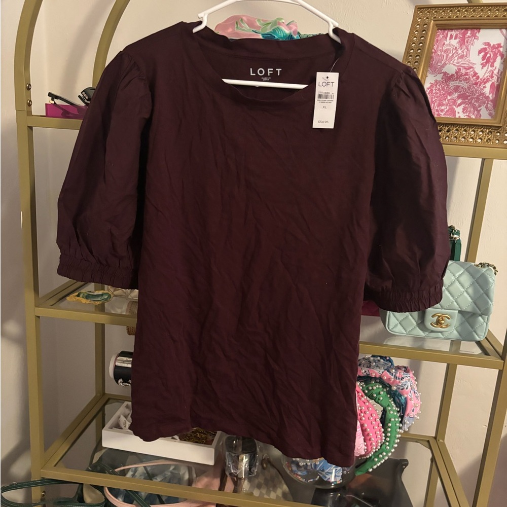 LOFT Burgundy Casual Top NWT